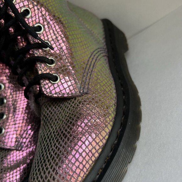 Dr. Martens 1460 Pascal Pink Iridescent Metallic Shiny Combat Boots Size 6 - Picture 13 of 16